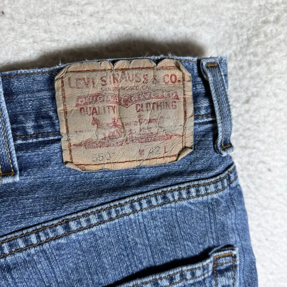 Vintage Levis Shorts Mens 42 Jorts Blue Denim 505 Straight Fit Medium Wash Y2K